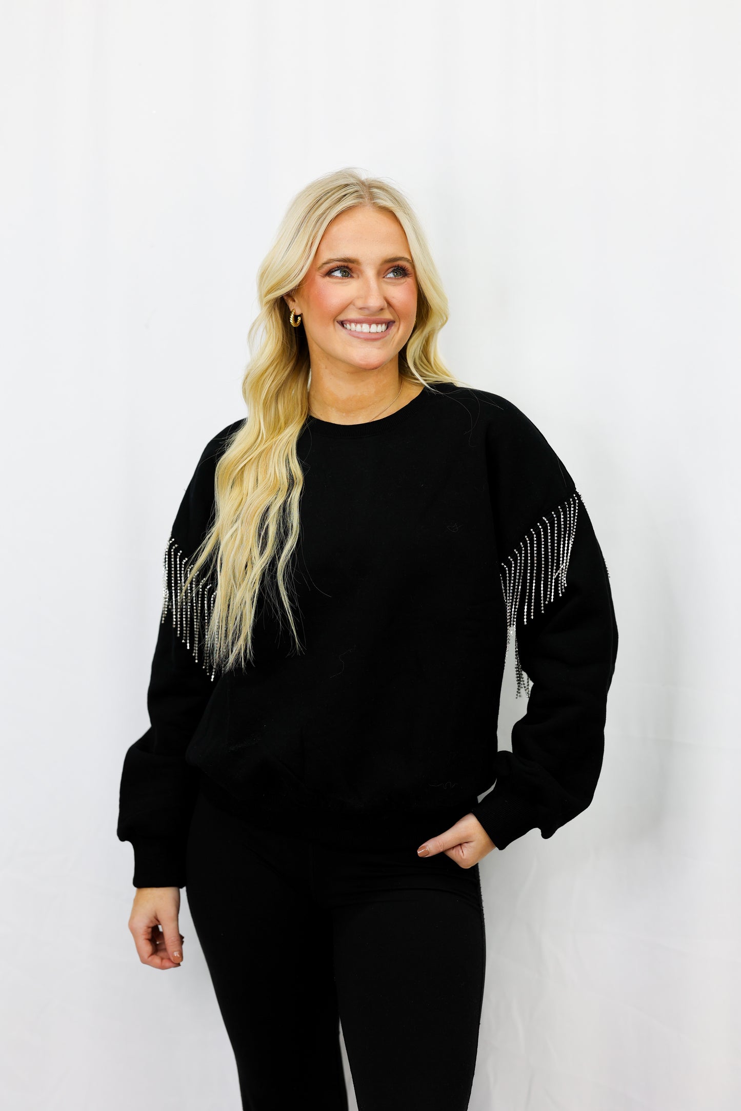 black fringe sweatshirt