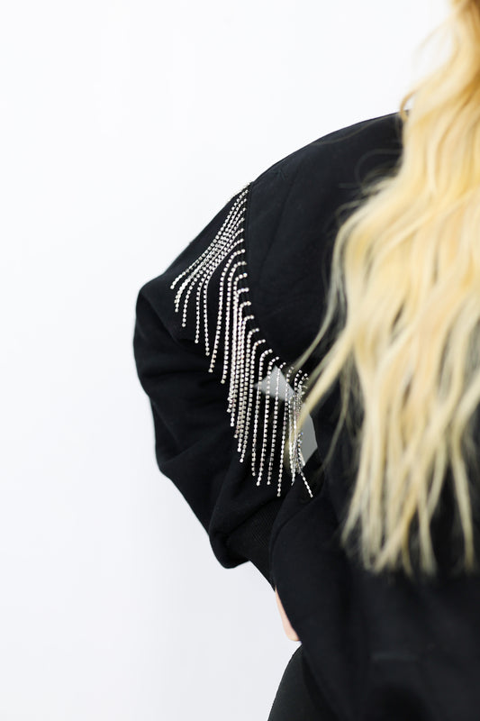 black fringe sweatshirt