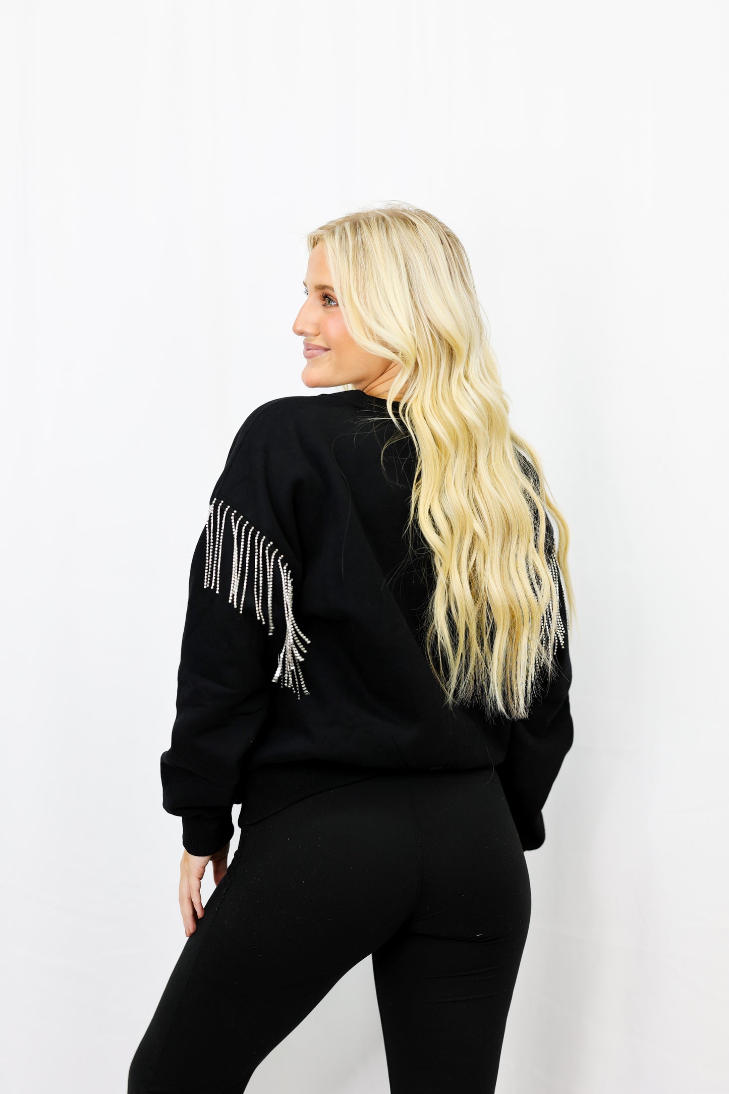 black fringe sweatshirt