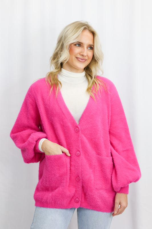 Pink Cardigan Sweter