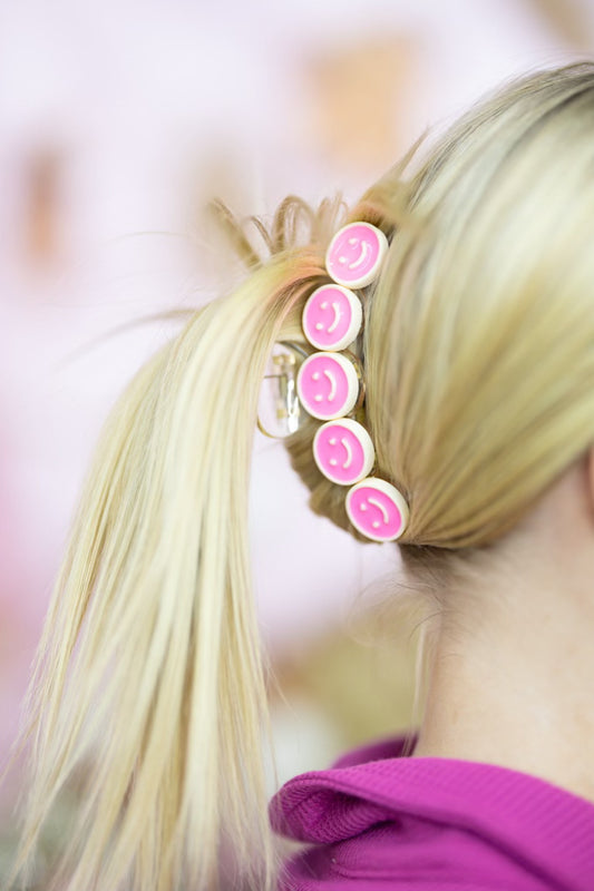 pink smiley hairclip