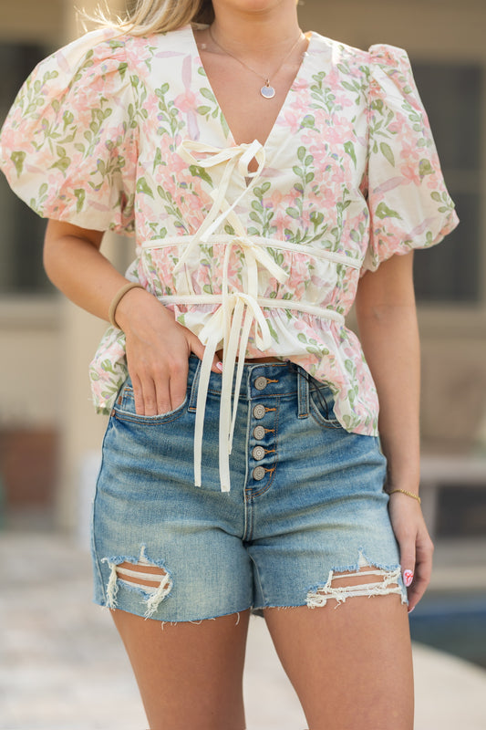 vintage wash denim shorts