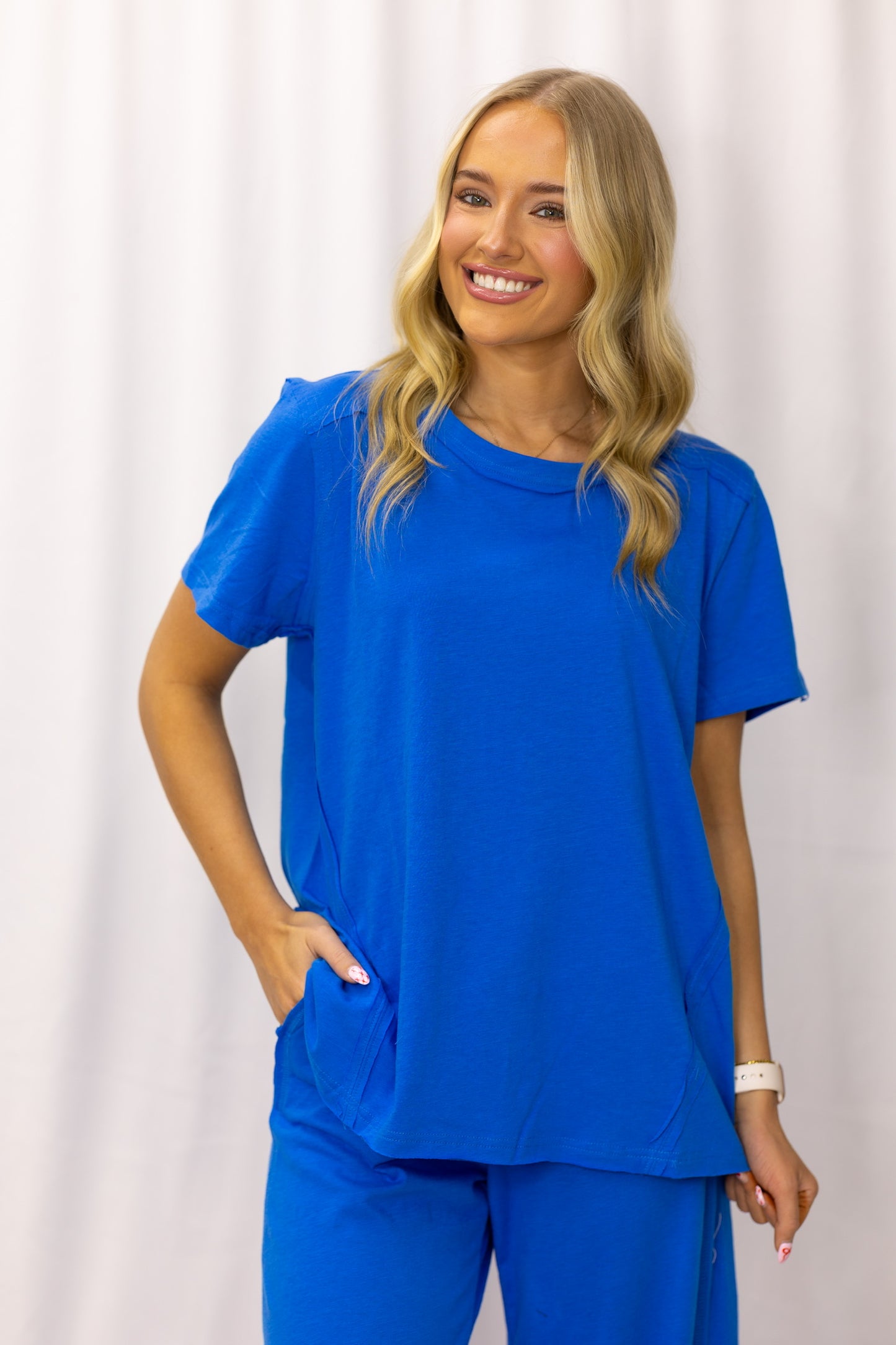 Ocean Blue Short-Sleeve Top