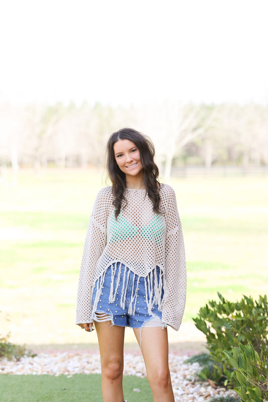 Rhinestone Distressed Shorts