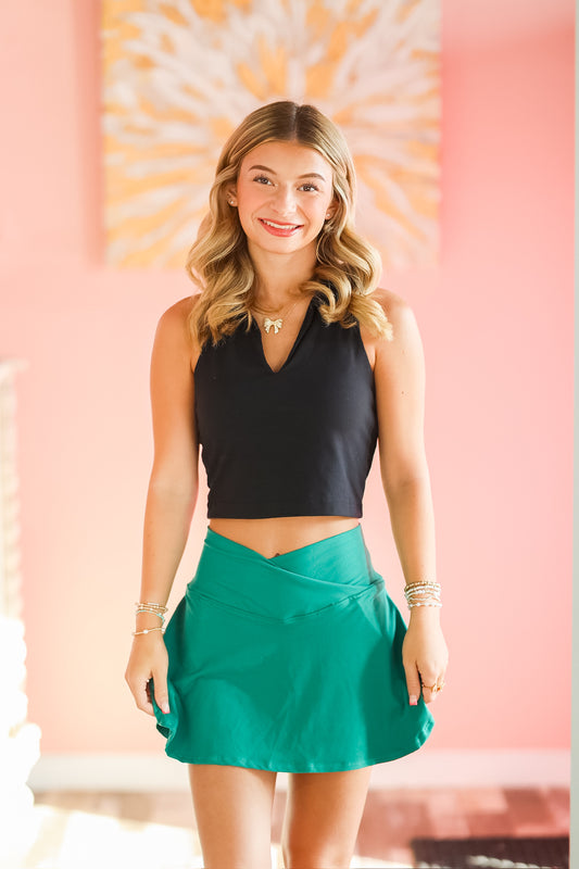 Criss-Cross Green Athletic Skort