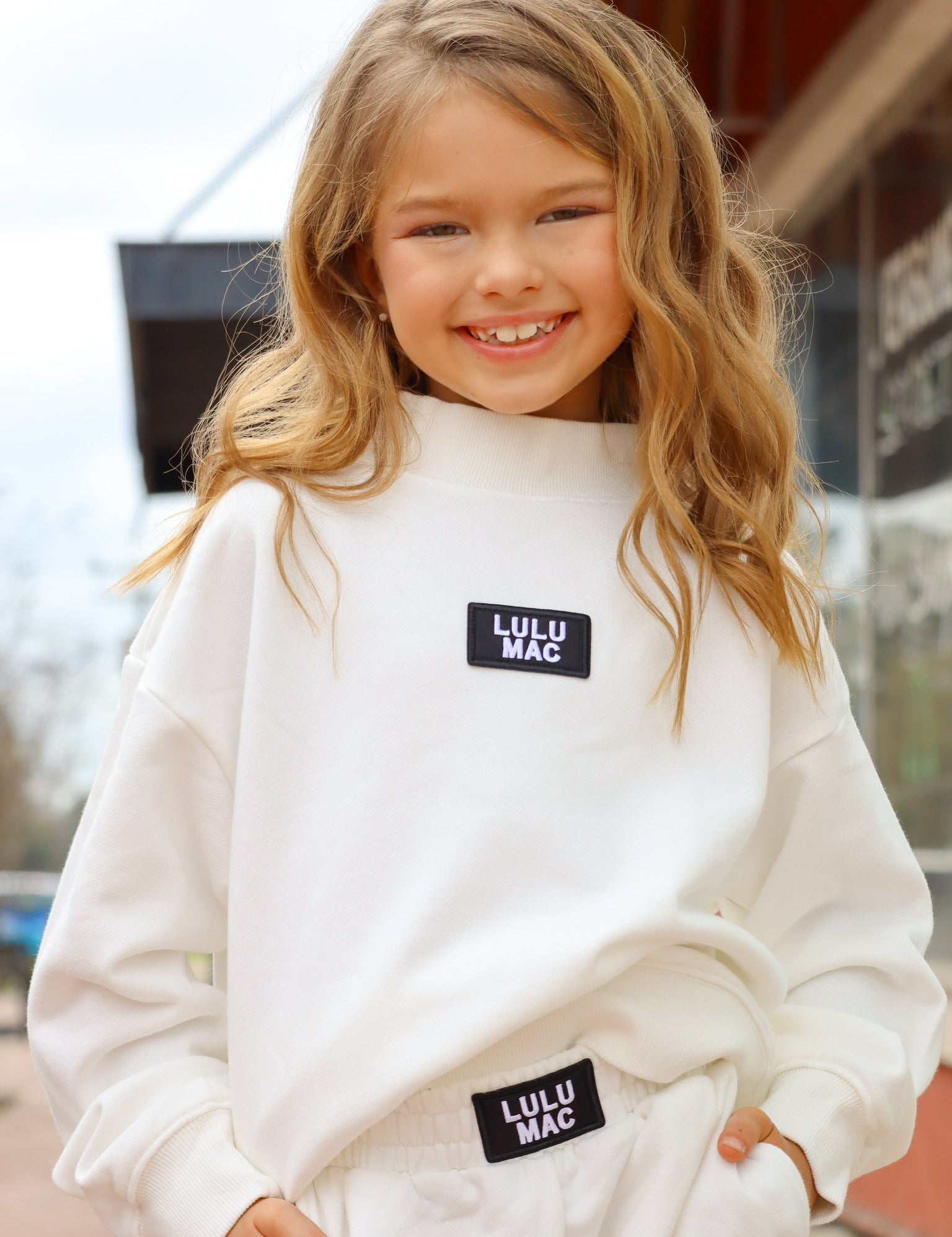 Lulu Mac- Kids Terry Cloth White Sweatshirt