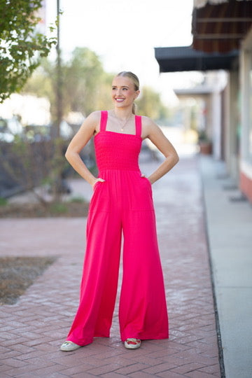 Flamingo Pink Comfy Jumpsuit