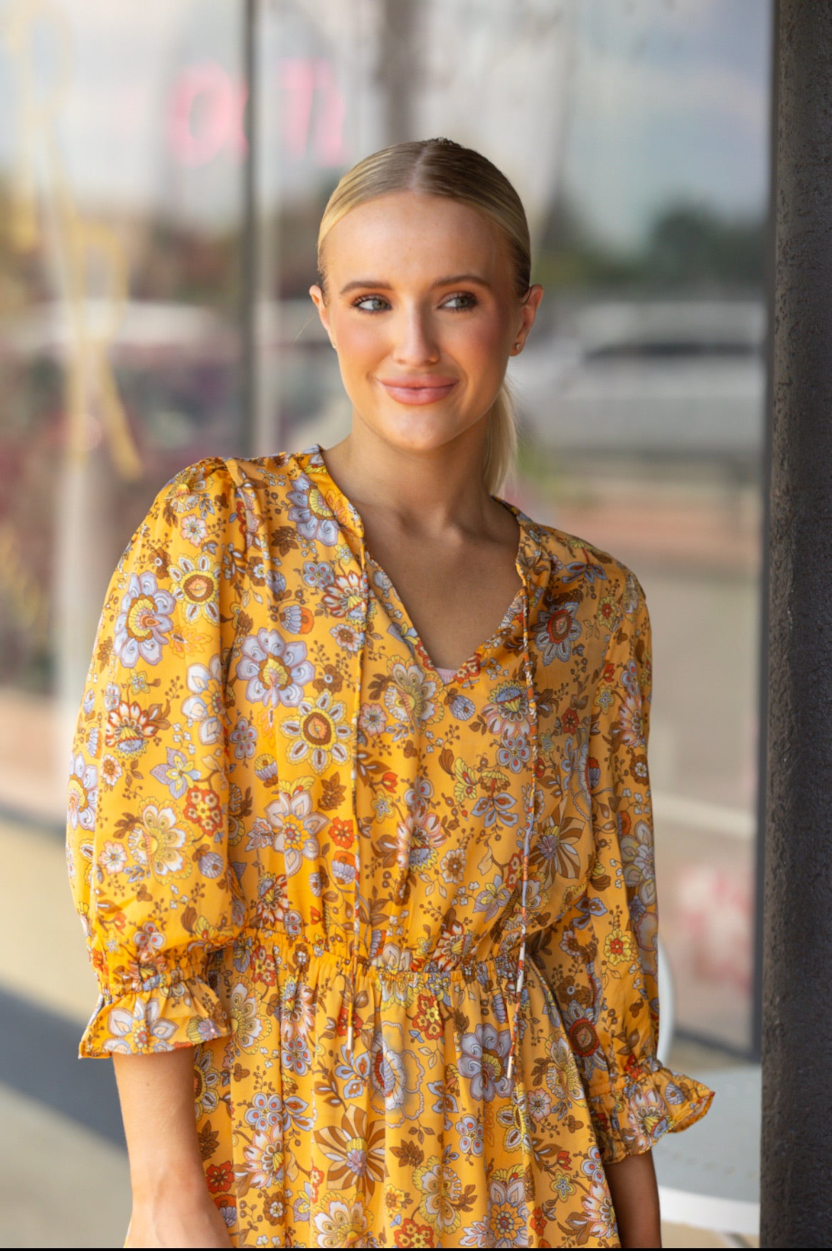 Mustard Print Dress