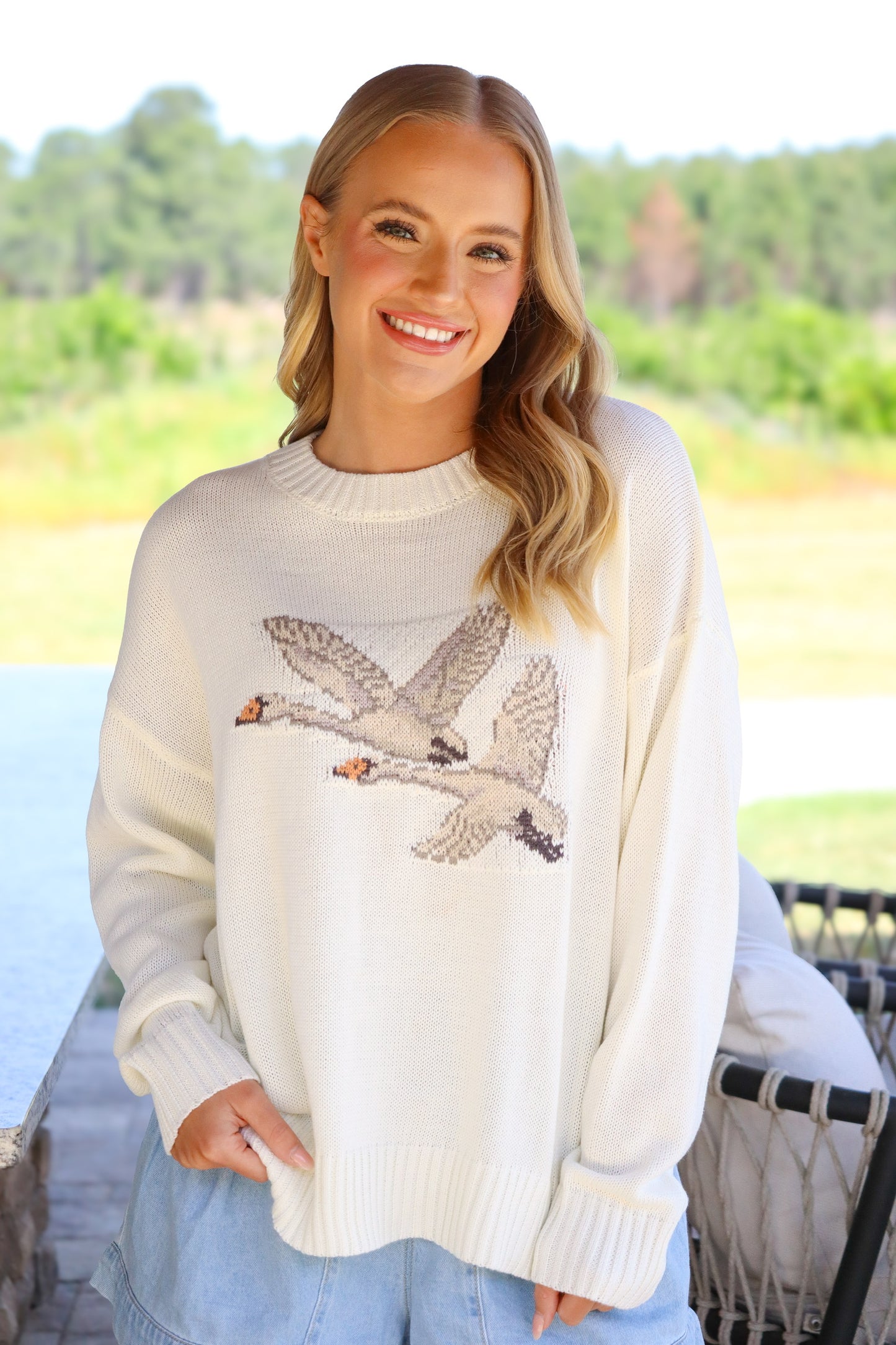 Cream Flying Duck Knit Sweater