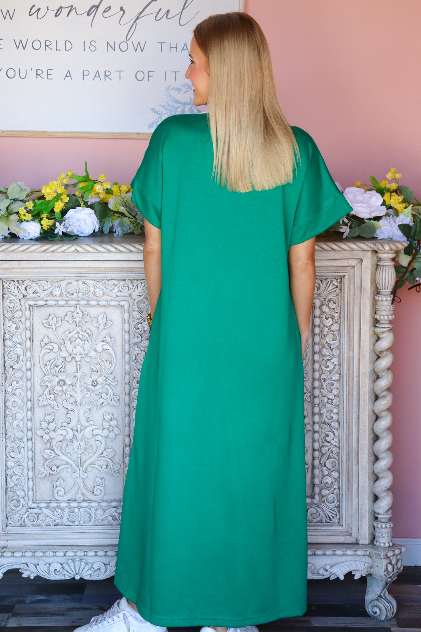 Green and Pink Scuba Dress