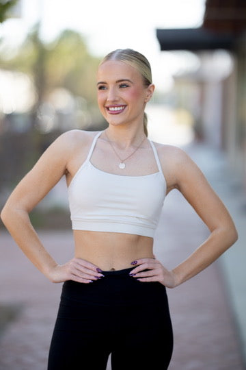 White Pearl Y Back Bra Top