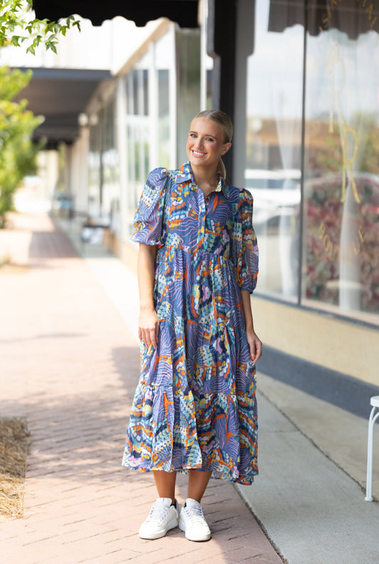 Blue Printed Maxi