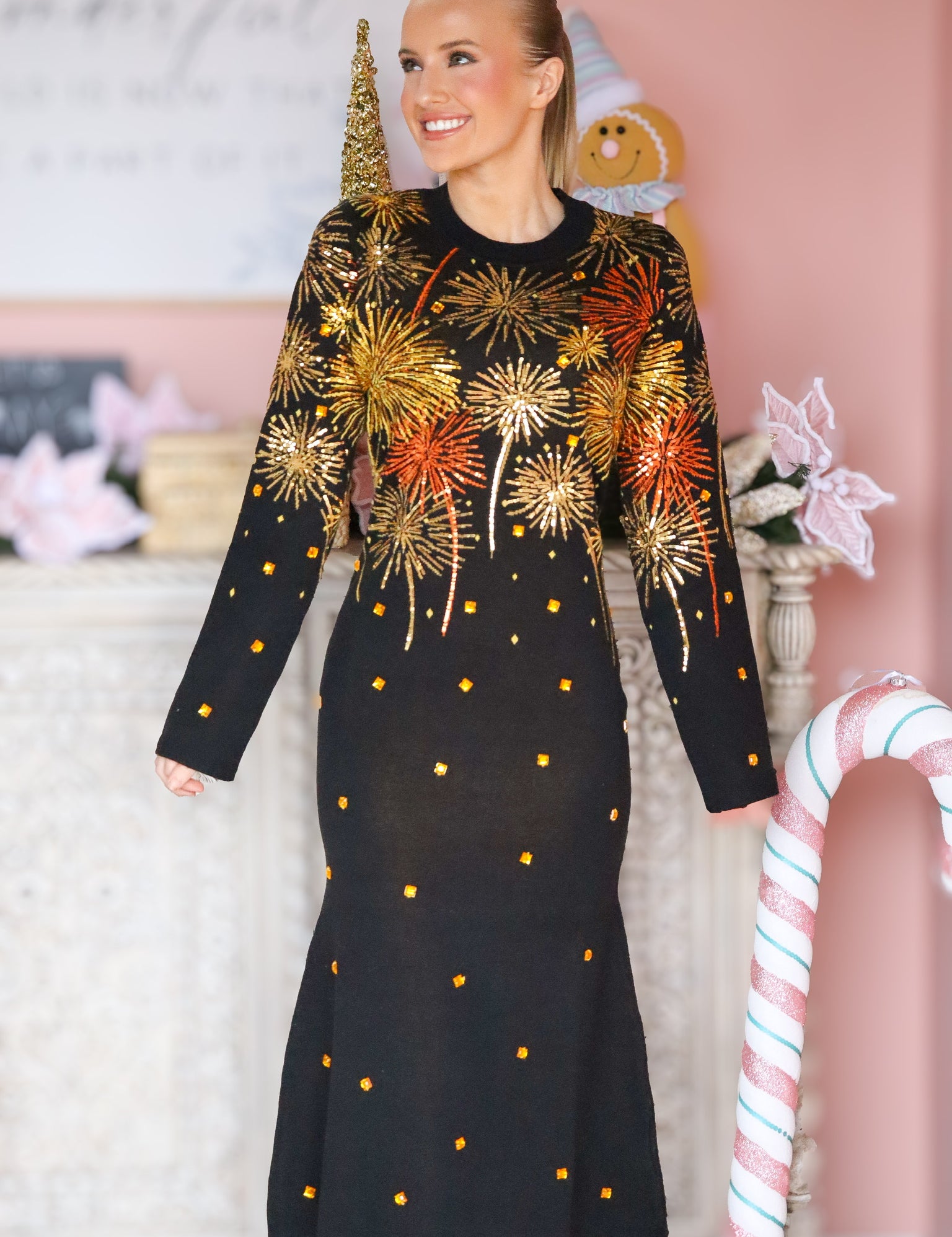 QOS Black Firework Dress