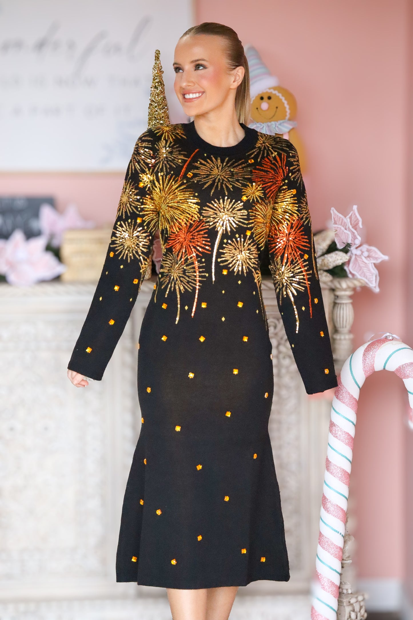 QOS Black Firework Dress