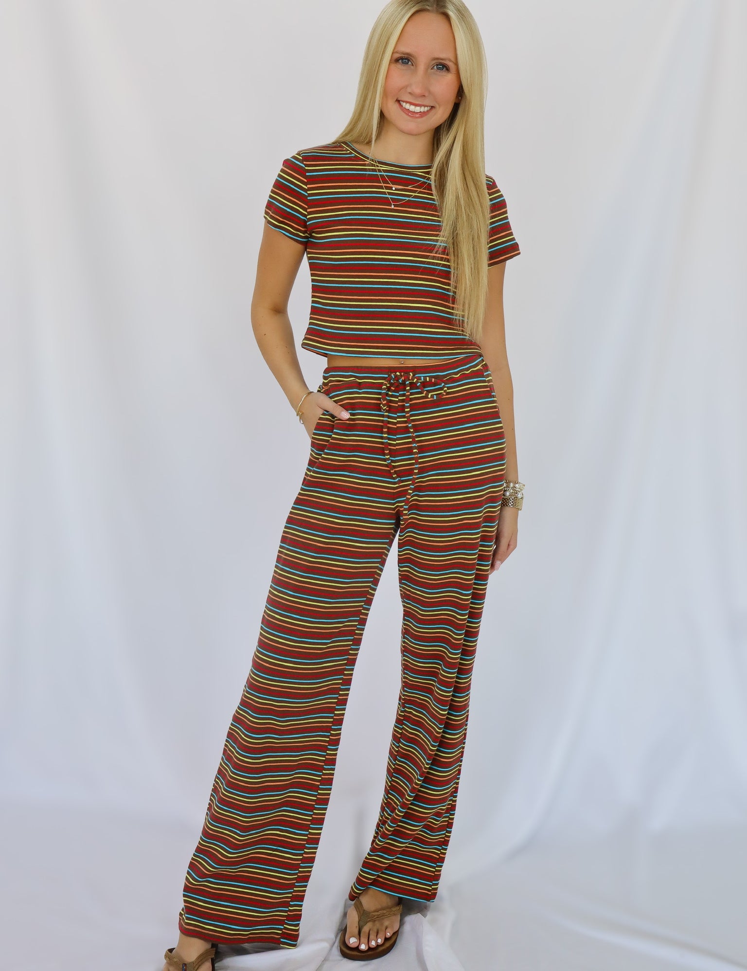 Brown/Rainbow Stripe Set