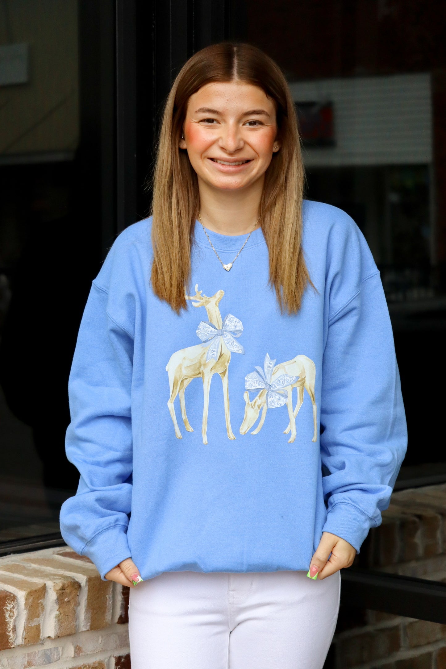 Light Blue Deer Christmas Sweatshirt