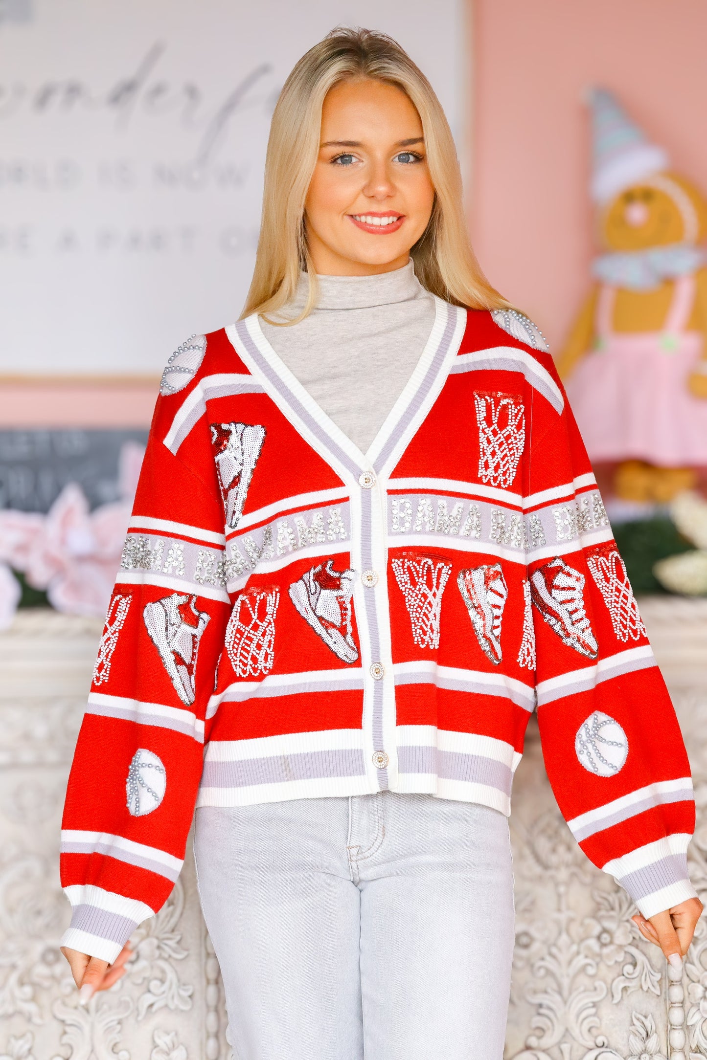 QOS Bama Basketball Cardigan