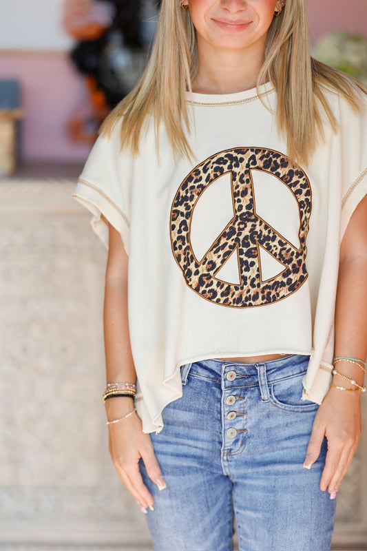 Leopard Peace Sign Top