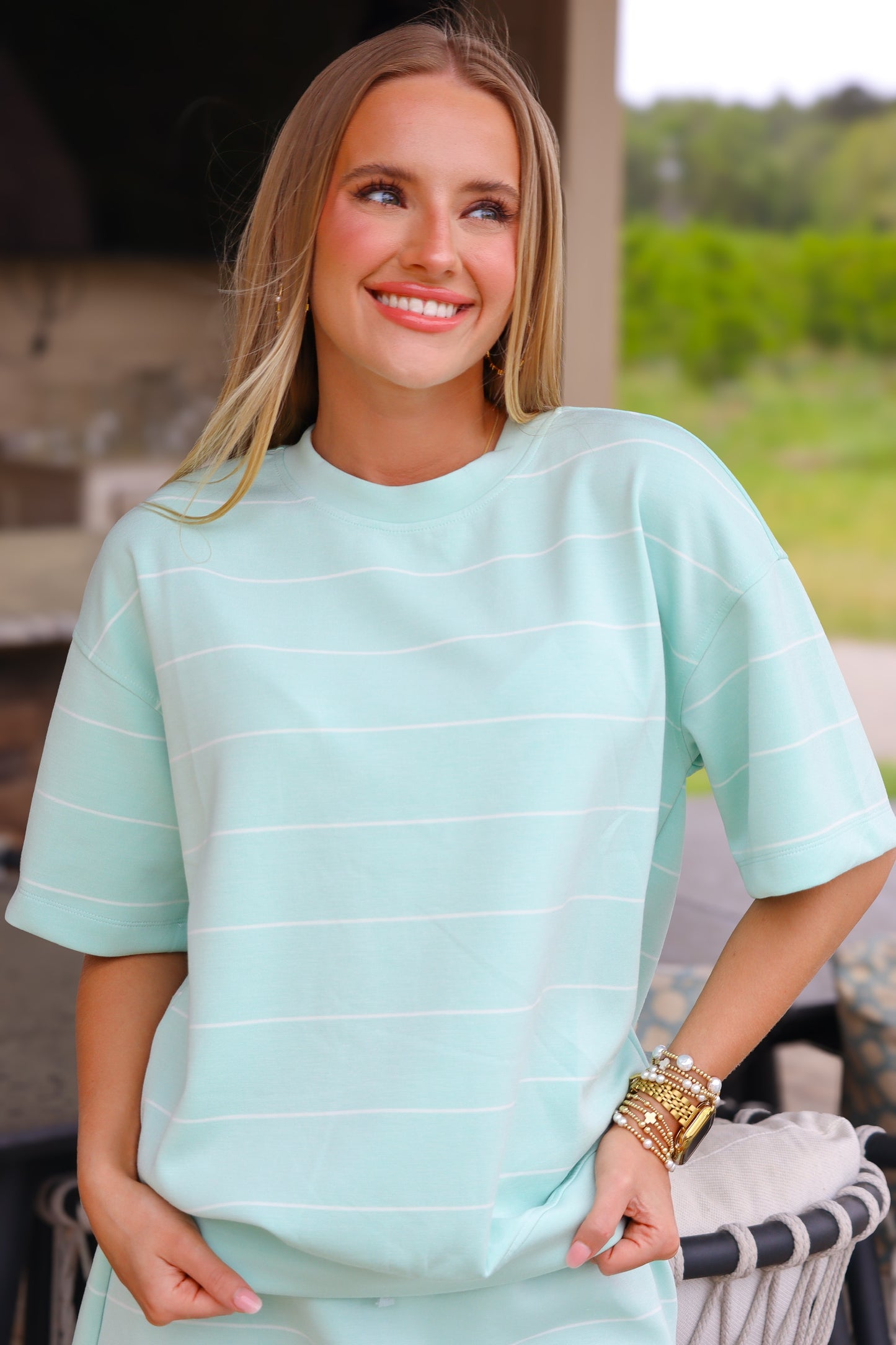 Mint & Cream Stripped Set