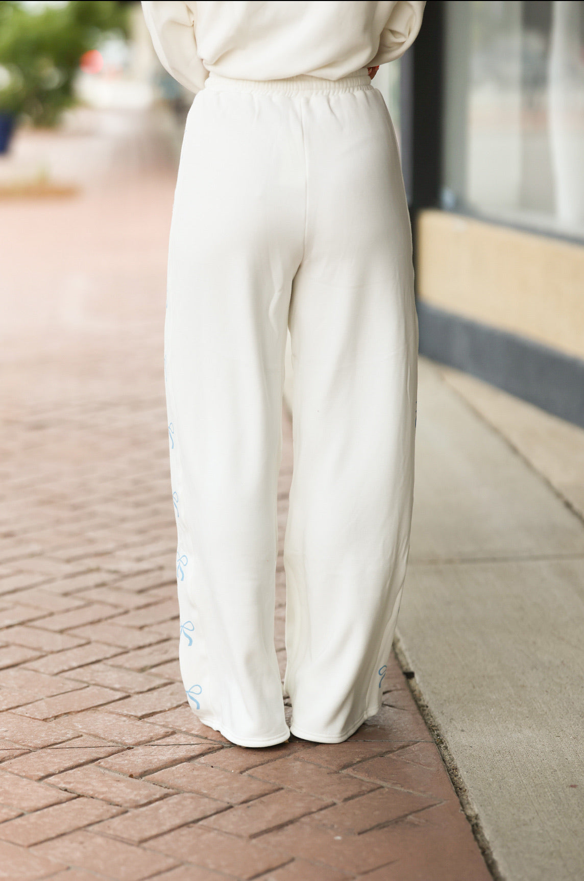 Blue/White Bow Joggers