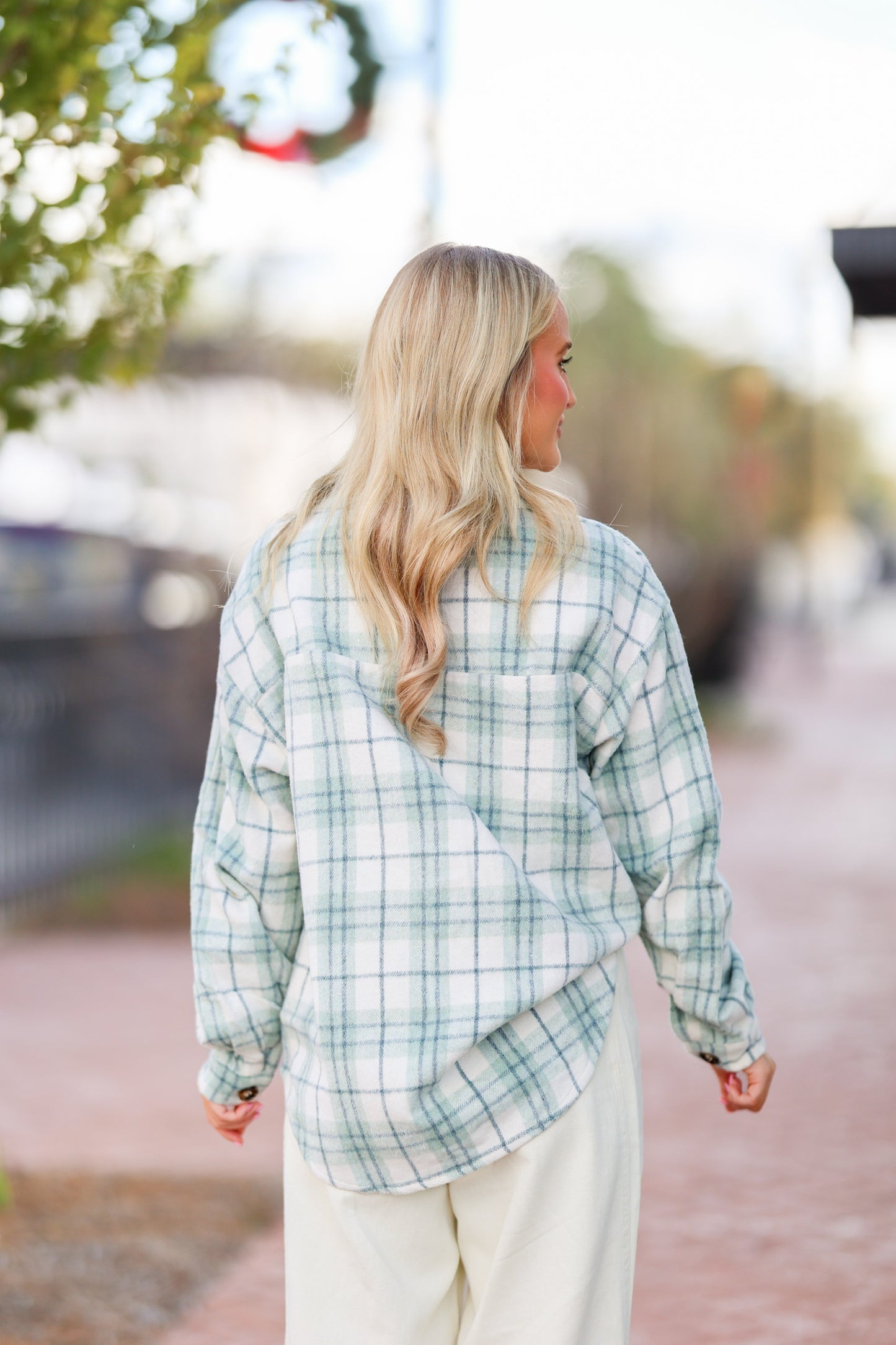 Green/Cream Plaid Shacket