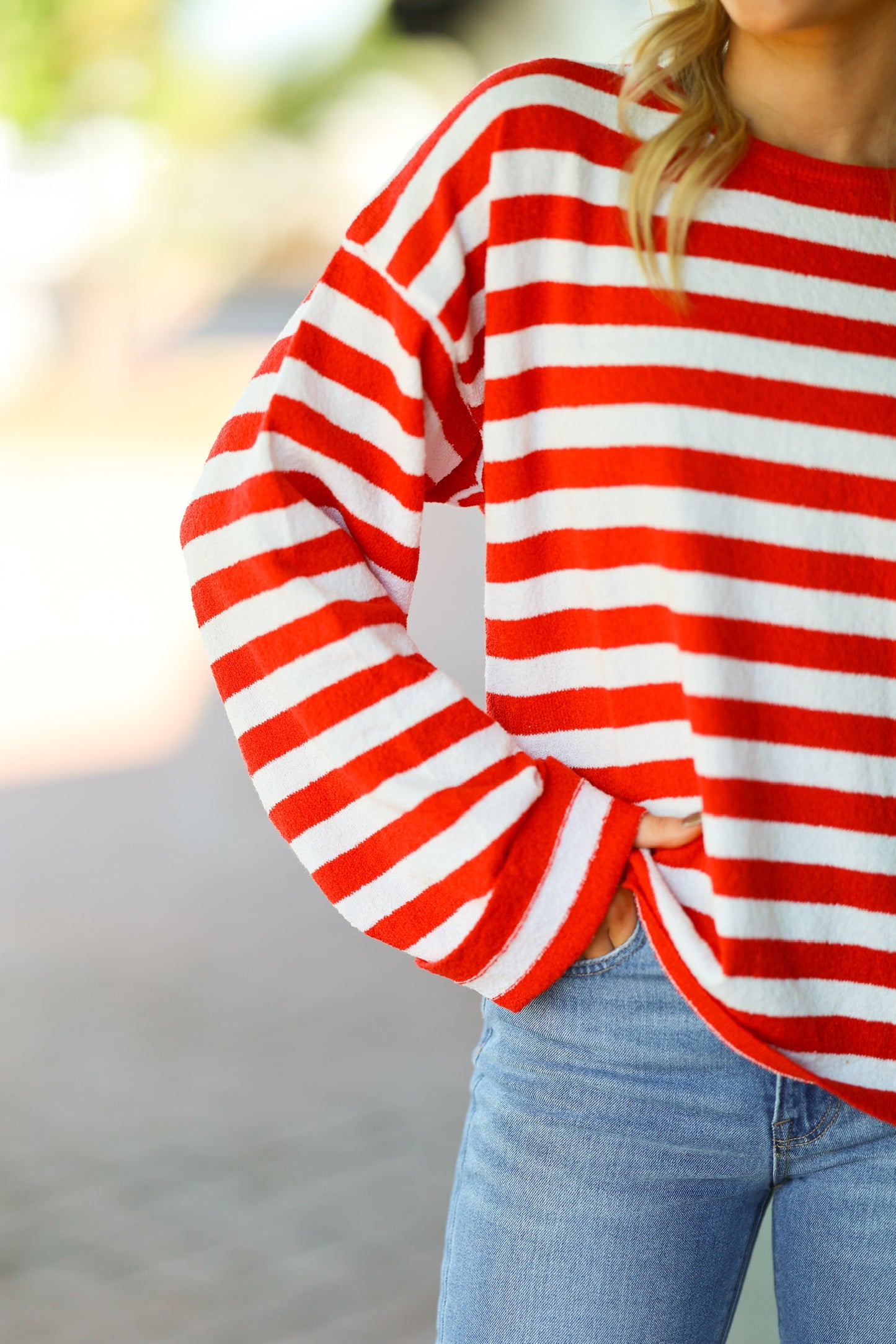 red & white sweater