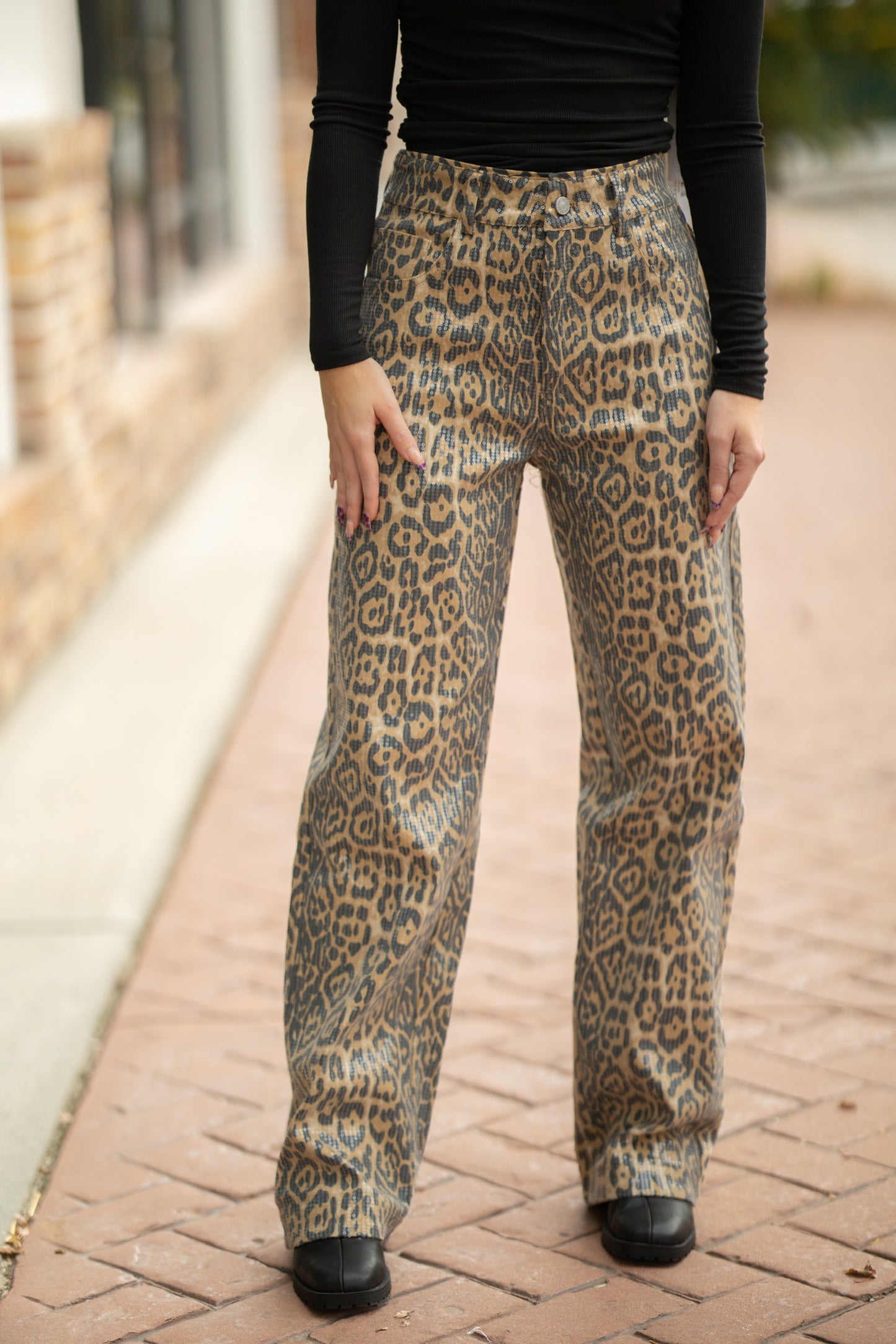 wide leg leopard jeans