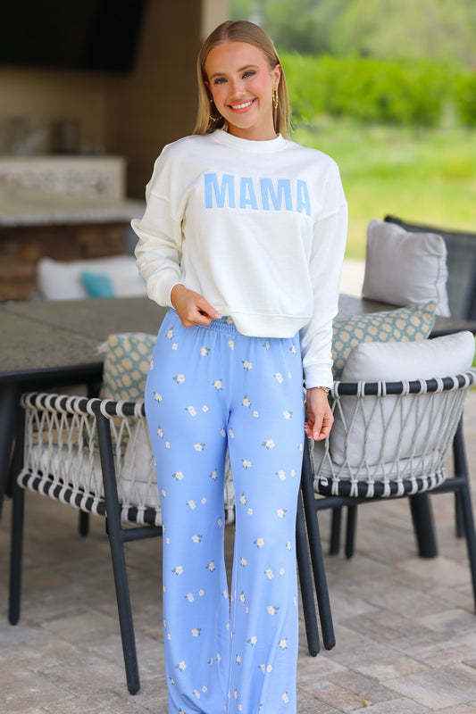 Ice Blue Dawn Floral Pants