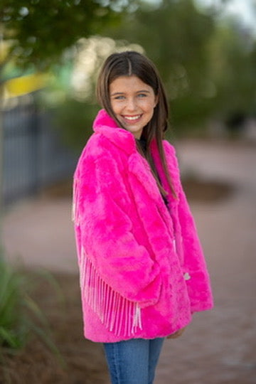 Kids Crystal Faux Fur Coat