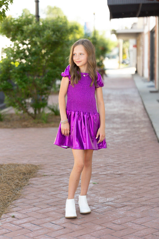 kids smocked purple dress