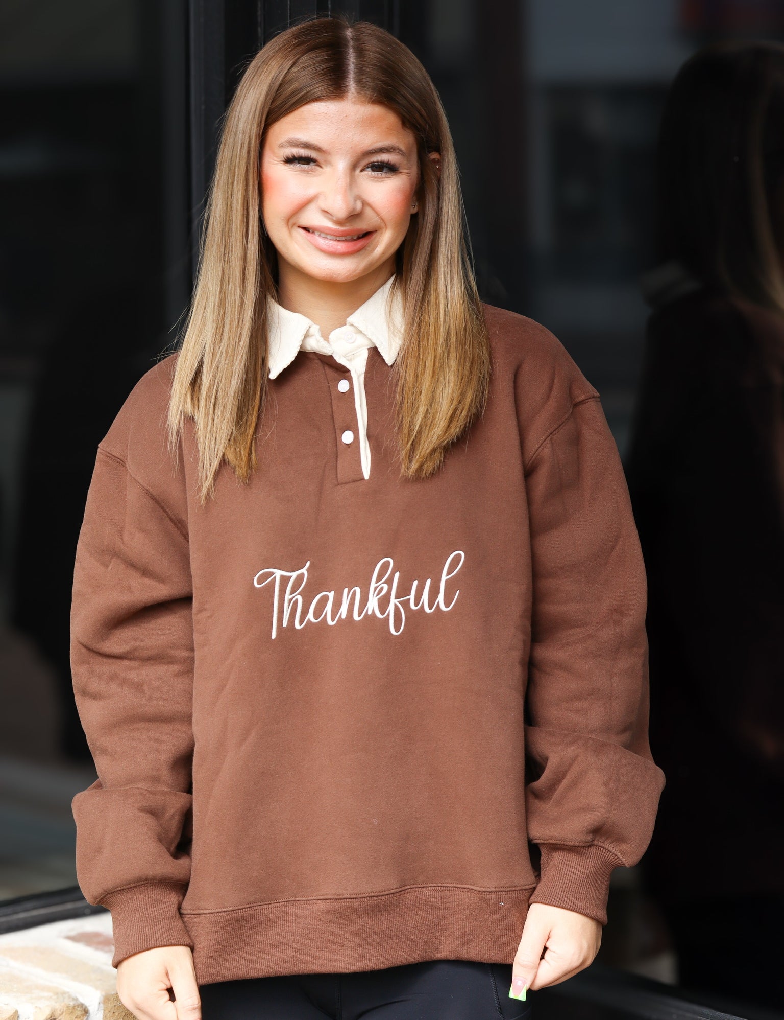 Brown "Thankful" Pullover