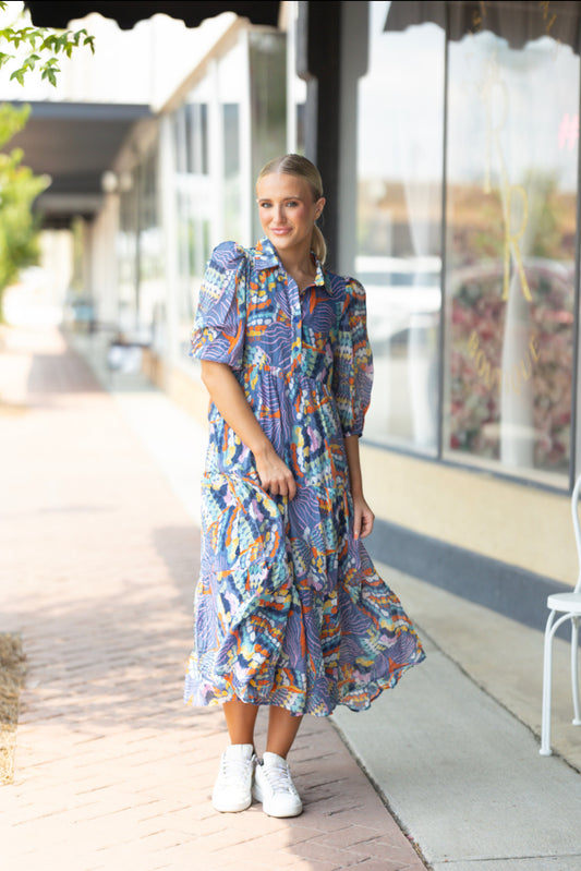 Blue Printed Maxi