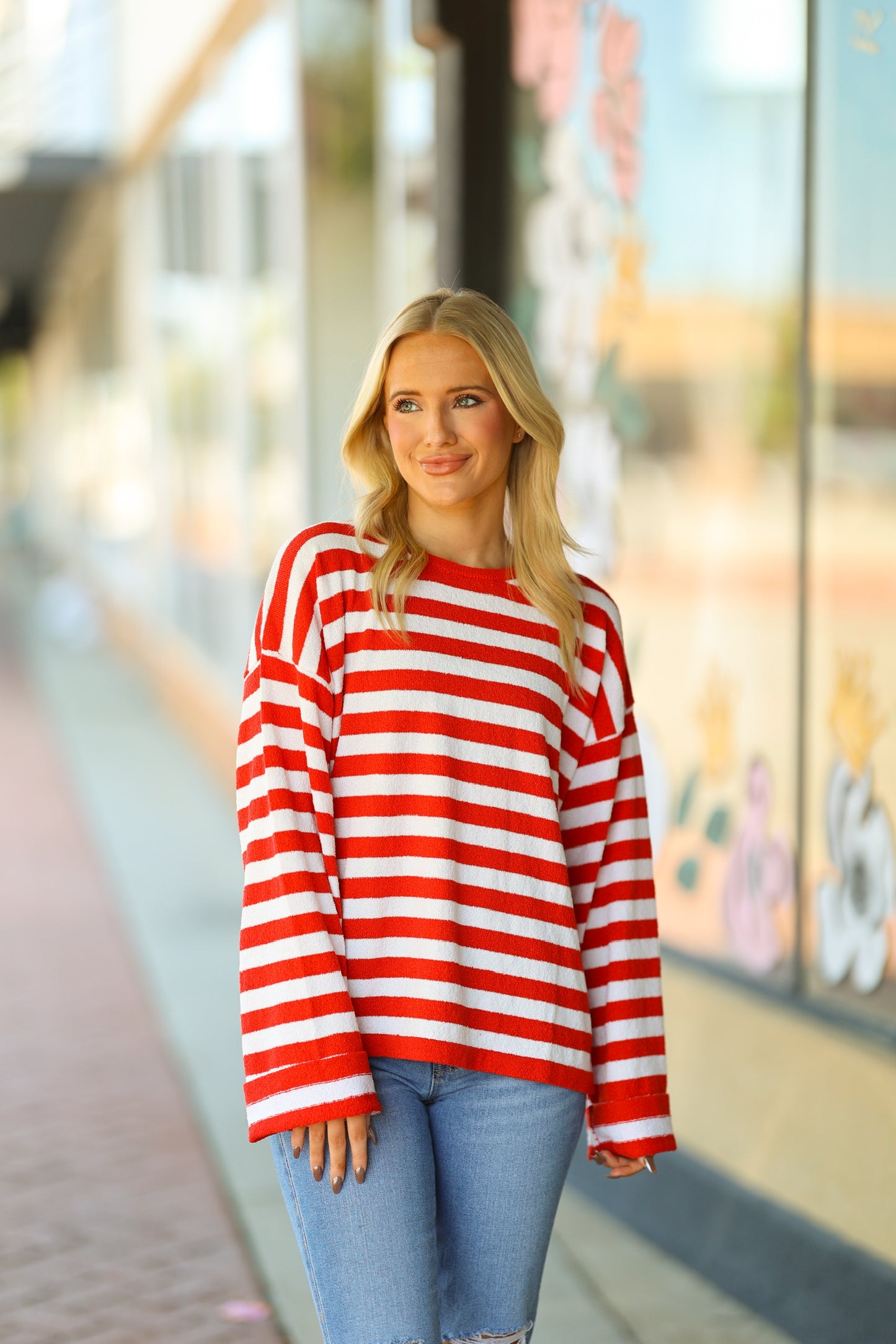 red & white sweater