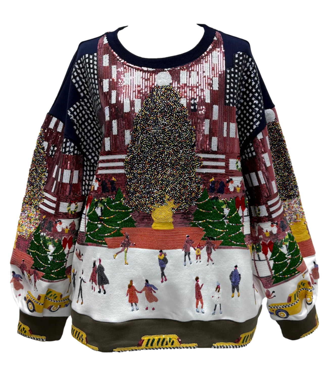QOS Sequin Rockefeller Center Sweatshirt