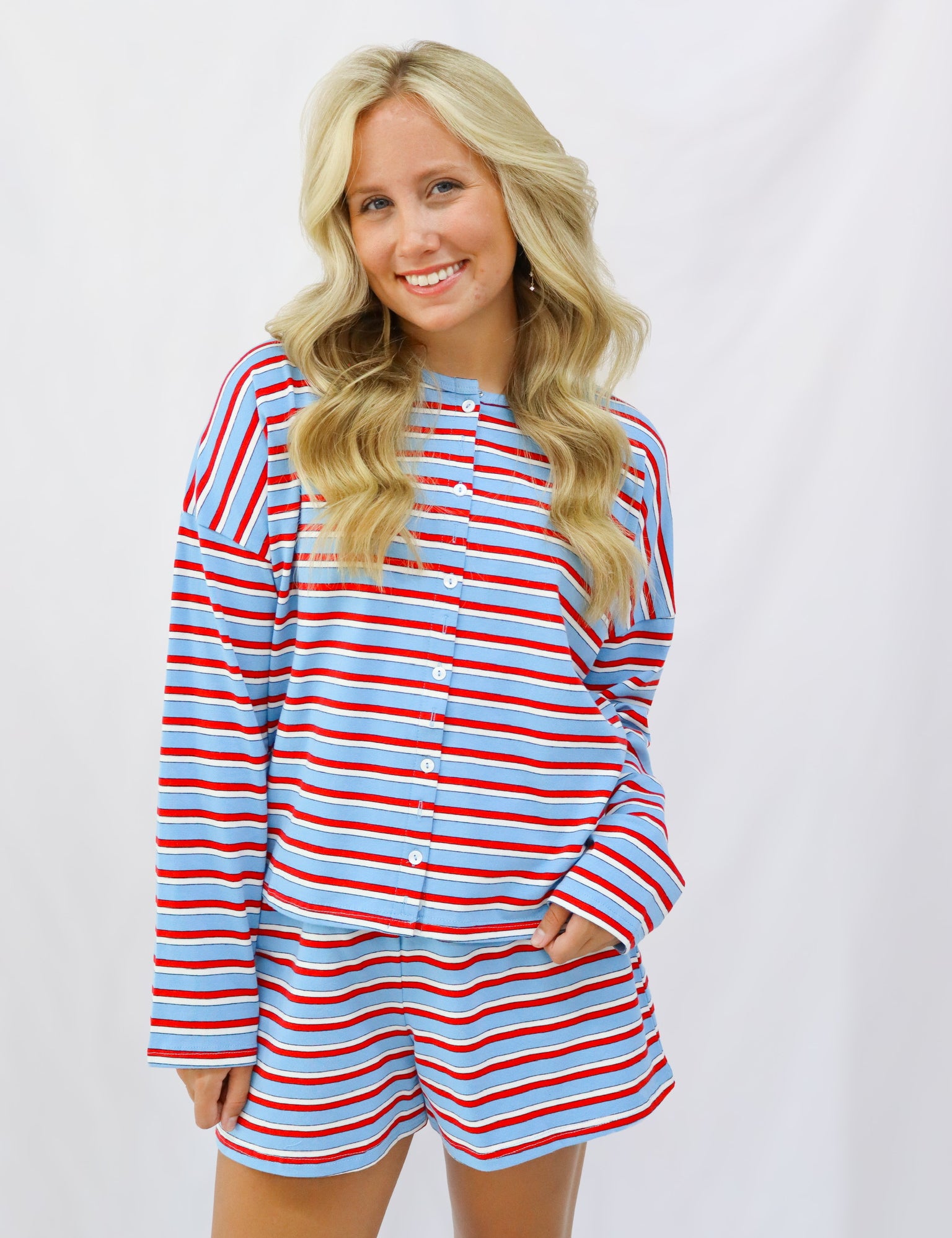 Blue Striped Cardigan