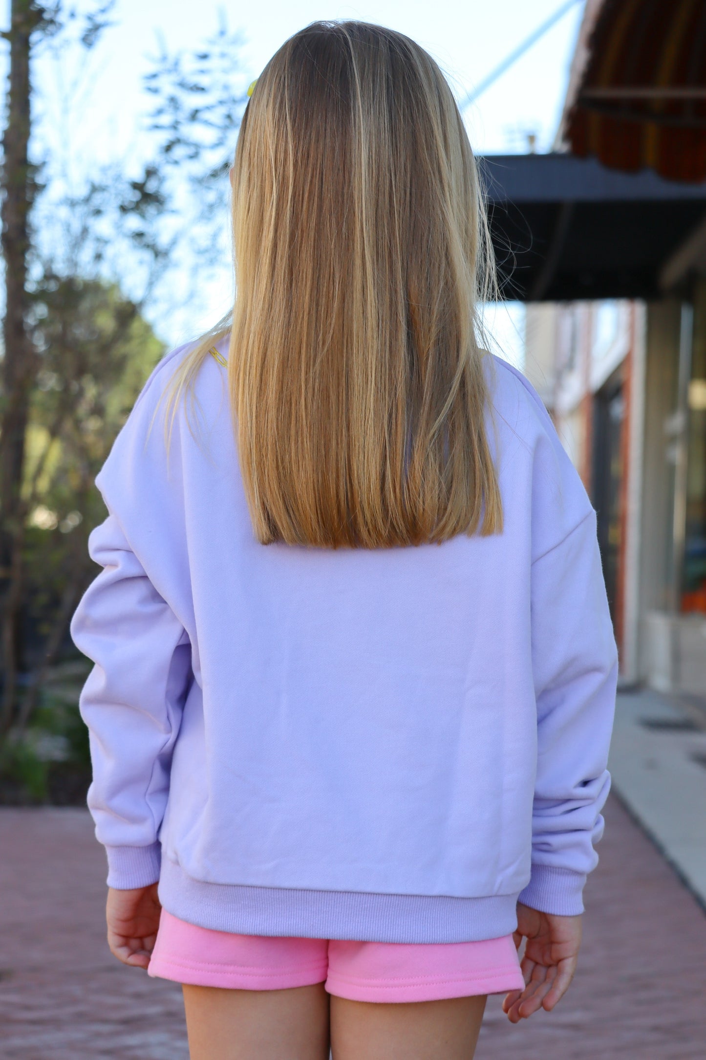 QOS KIDS- Lavender Wicked Charm Necklace Sweatshirt