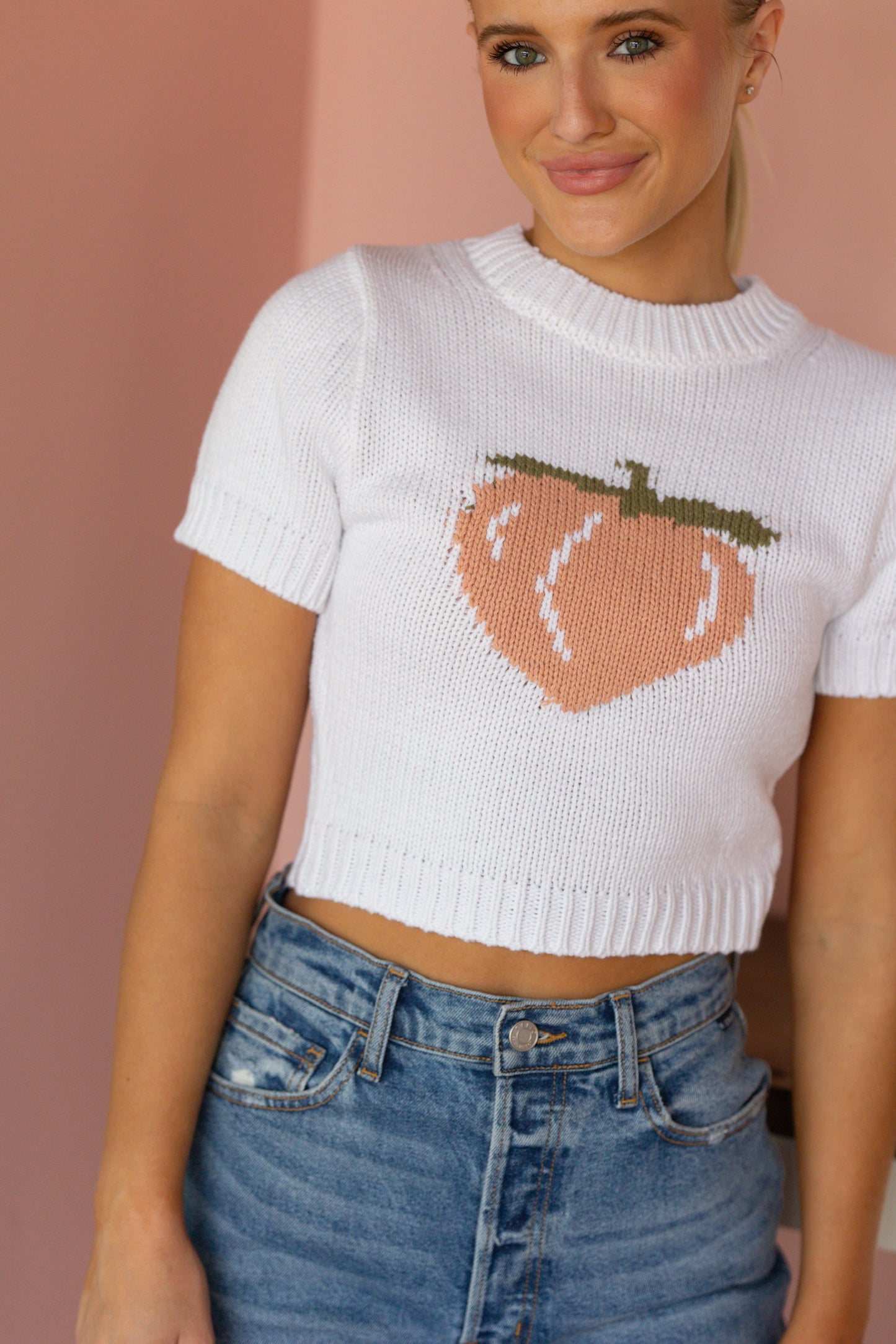 peach knit top