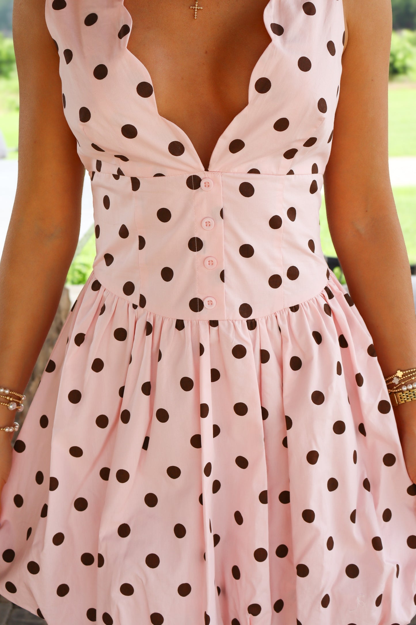 Pink & Brown Polka Dot Dress