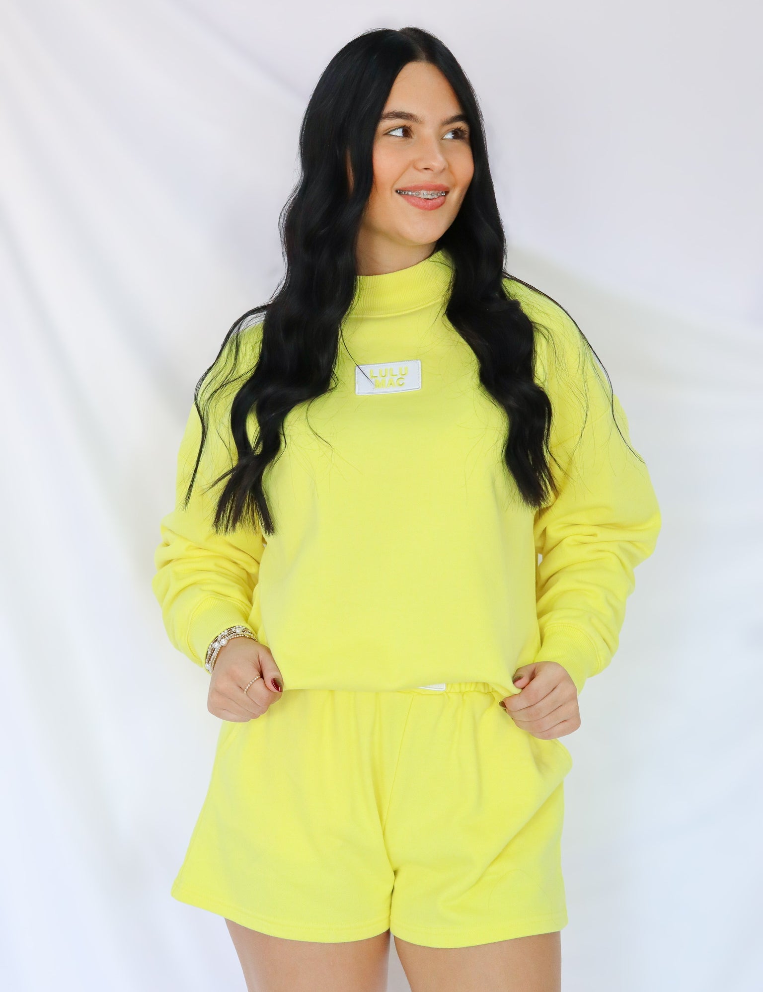 LULU MAC Yellow Terry Cloth Shorts