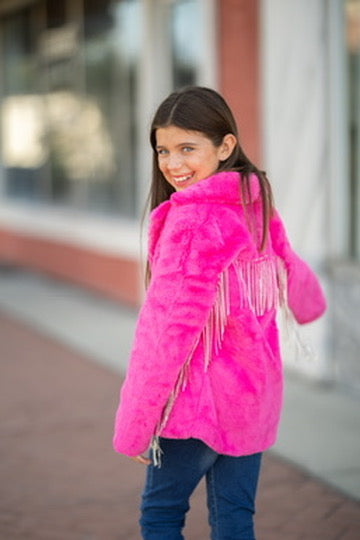 Kids Crystal Faux Fur Coat