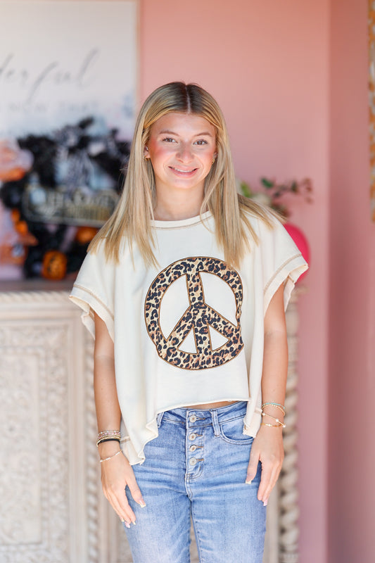 Leopard Peace Sign Top