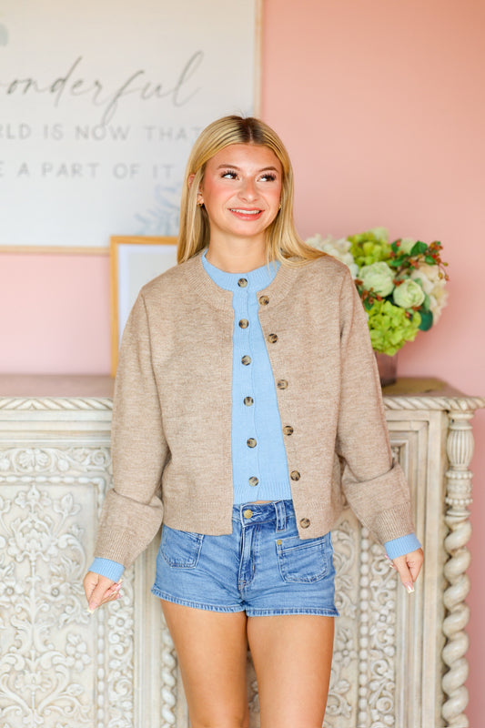 Mocha/Blue Cardigan