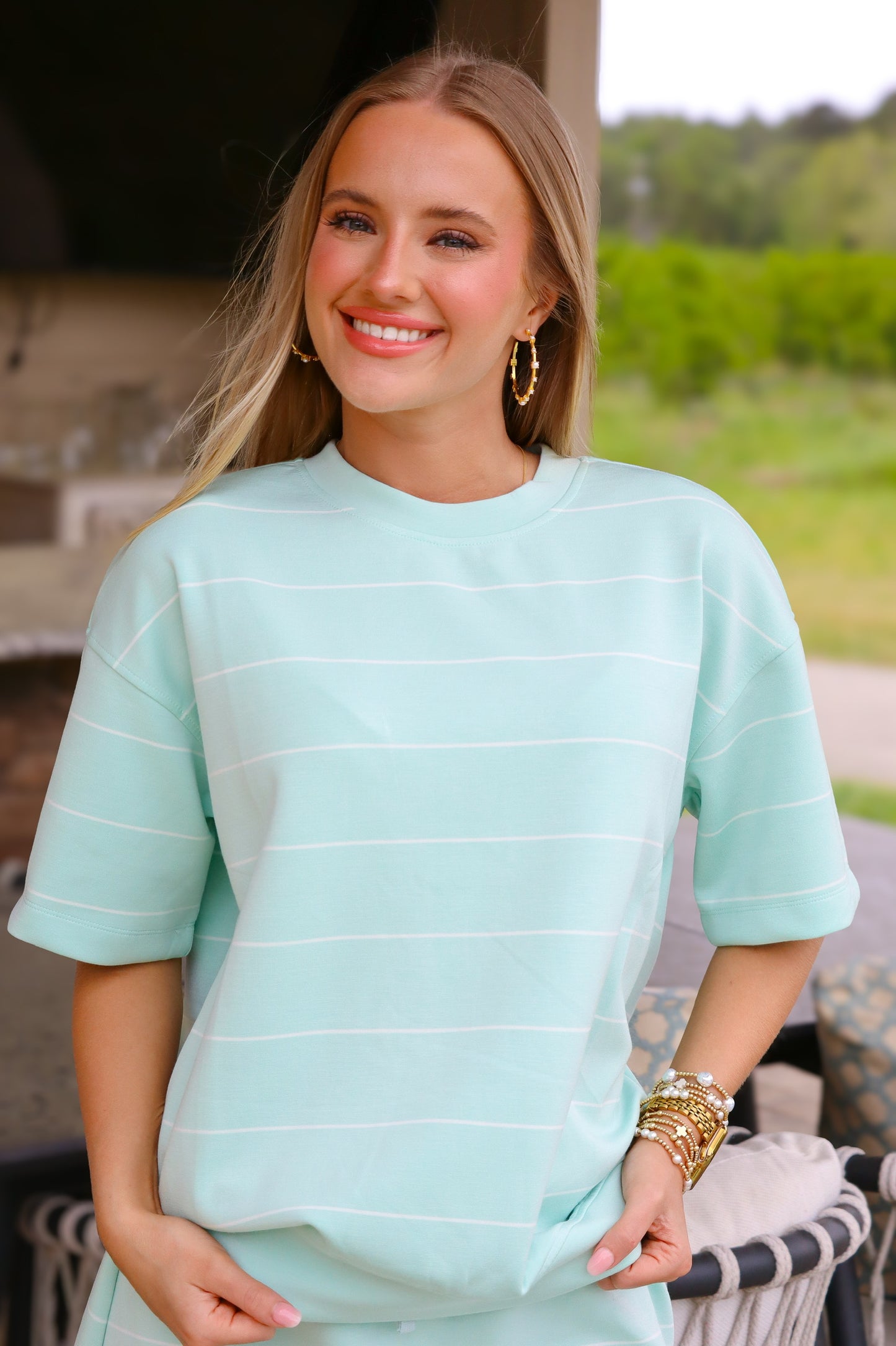 Mint & Cream Stripped Set