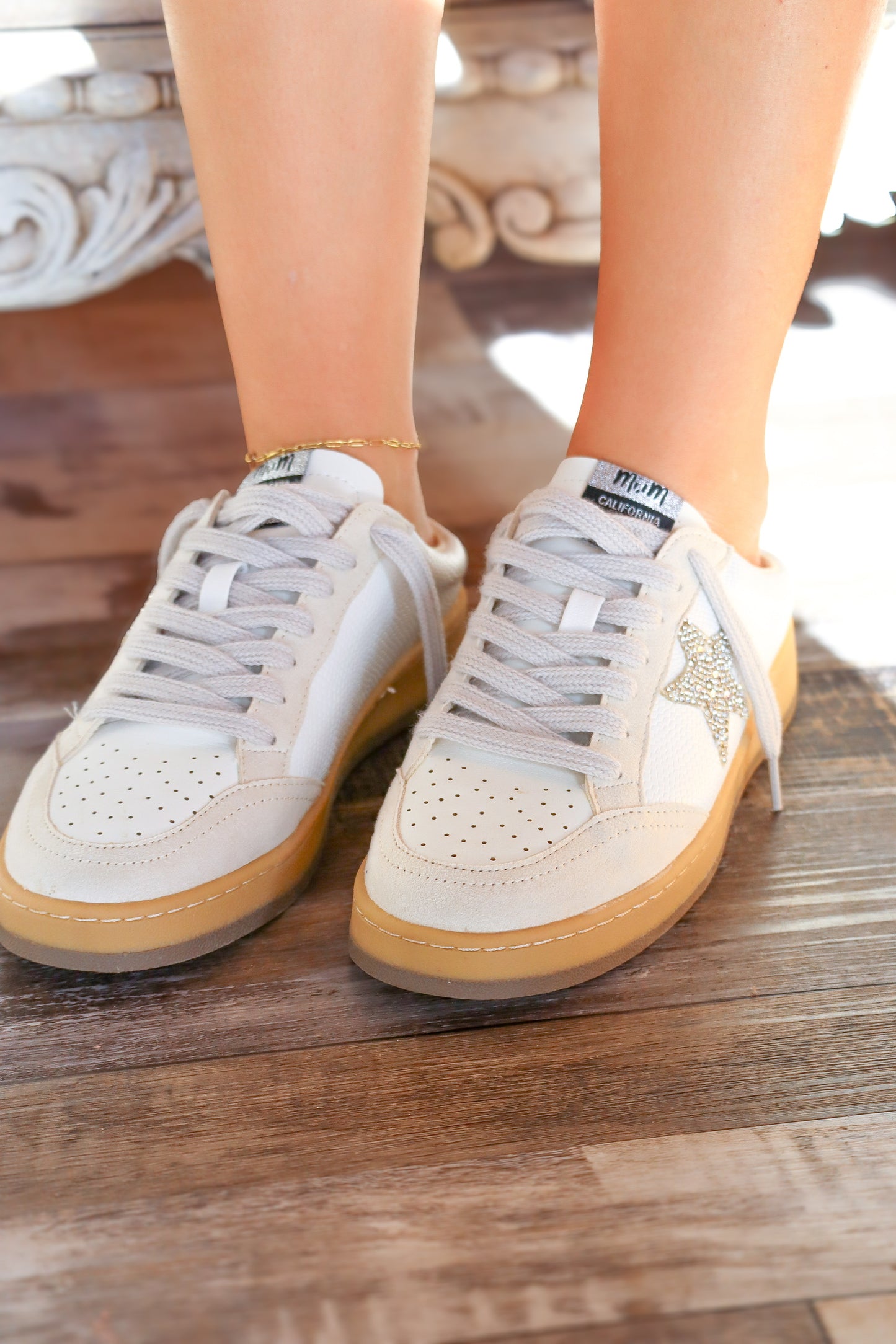 White & Silver Star Tennis Shoes