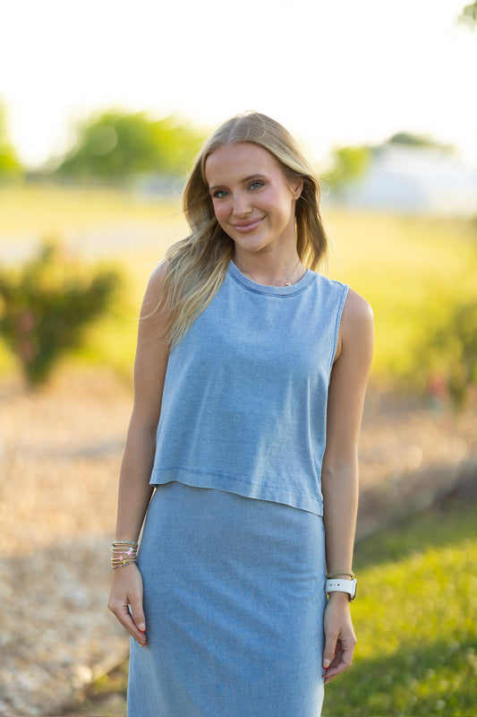 Sleeveless Denim Top