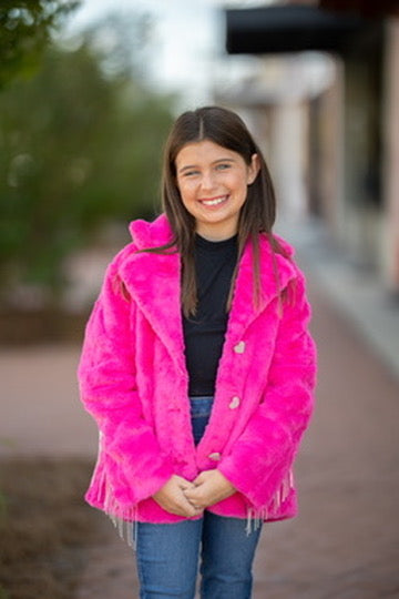 Kids Crystal Faux Fur Coat