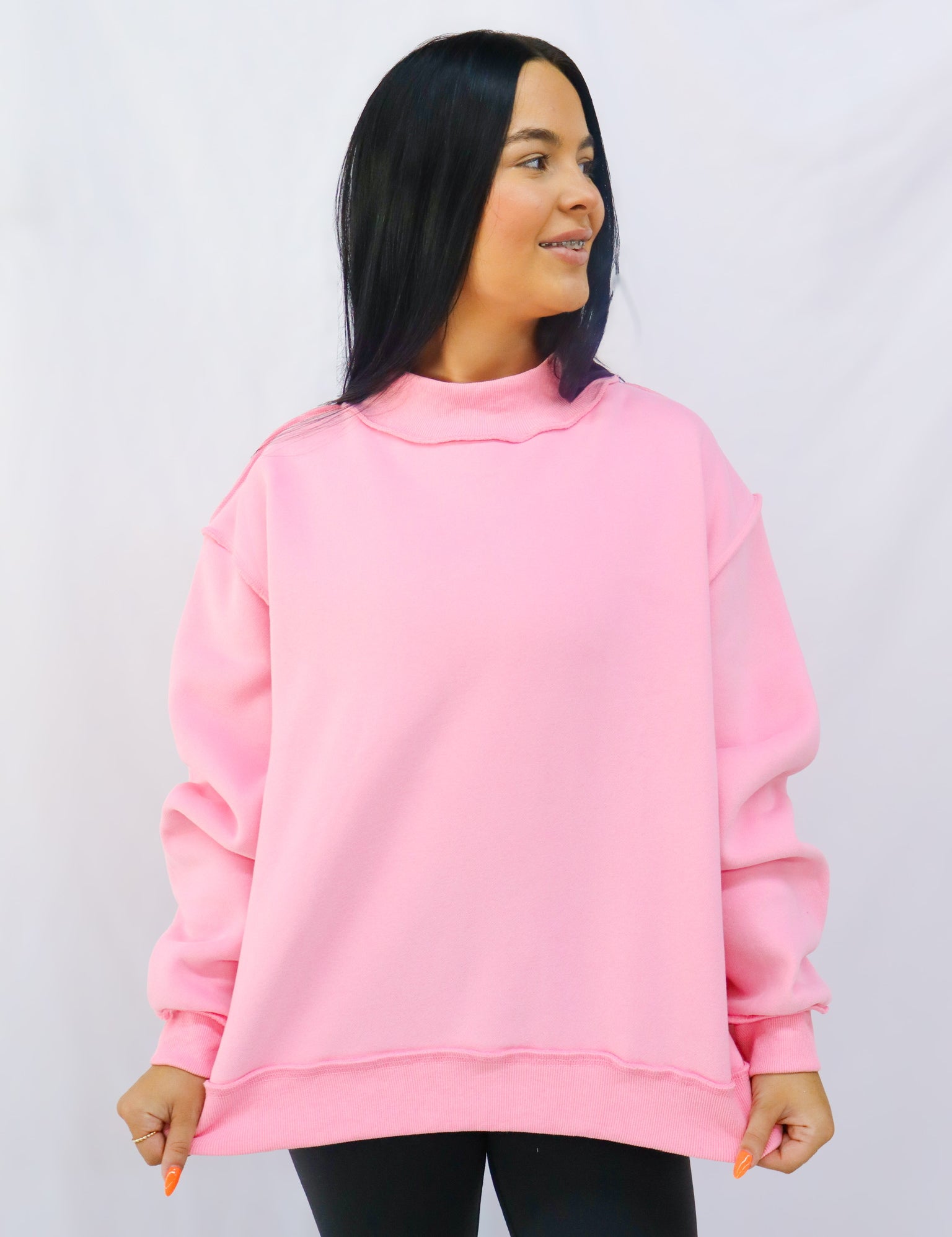 Solid Baby Pink Mock Neck