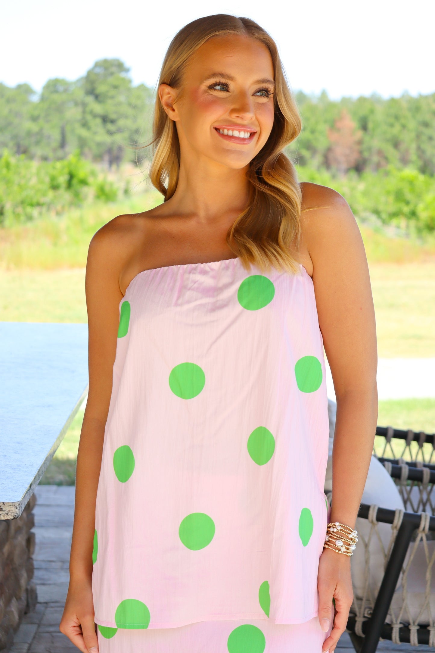 Pink & Green Polka Dot Set