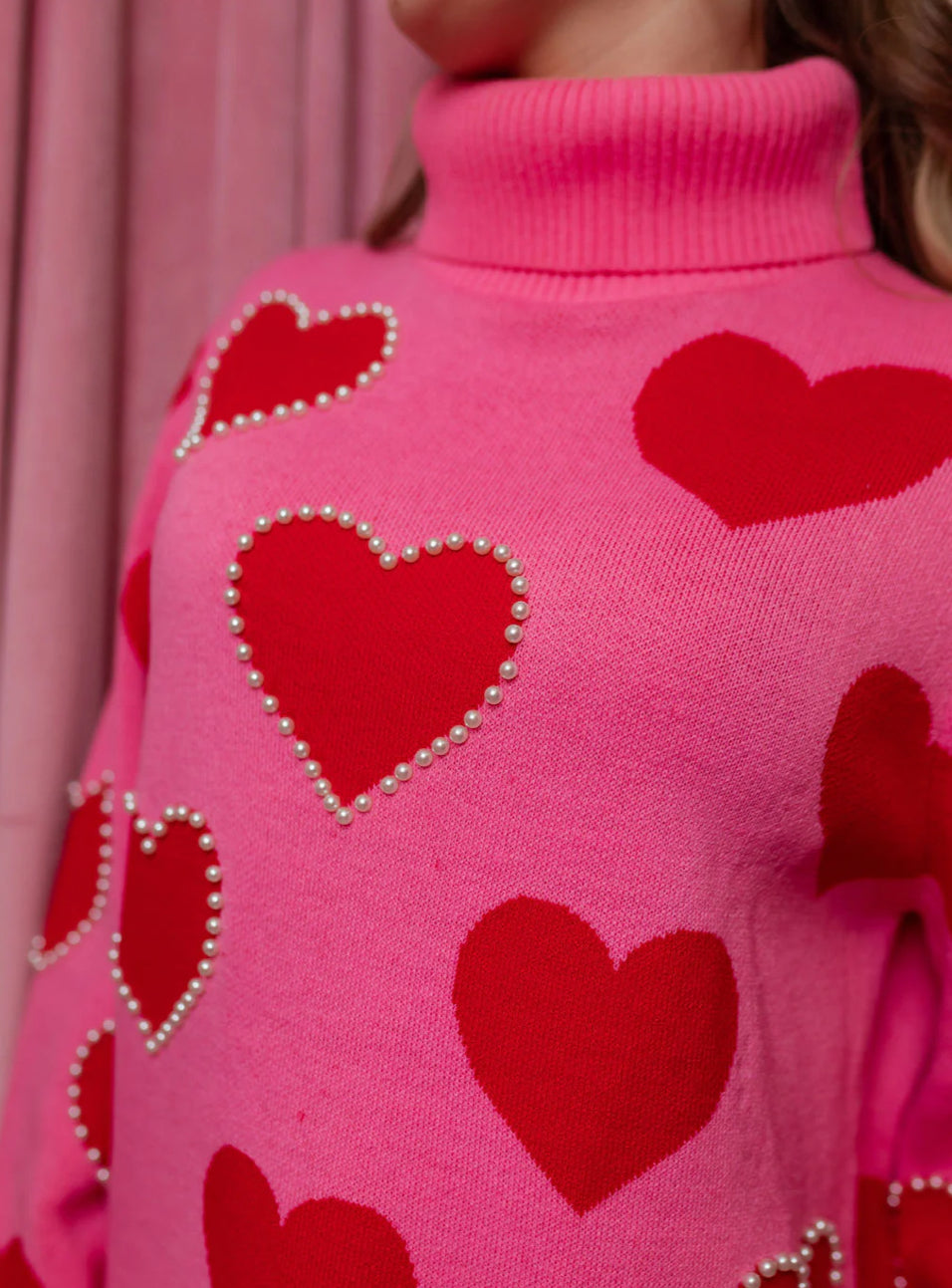 Pink and Red Hearts Sweater Tunic