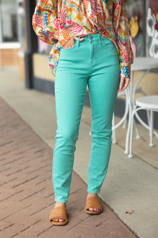 Teal Slim Denim